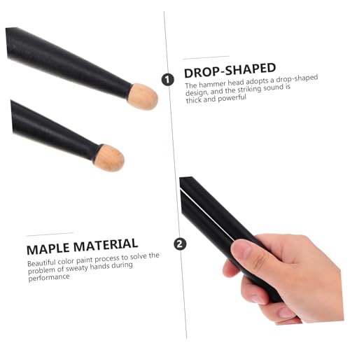 2 pares de baquetas de arce negro para batería, herramienta de percusión para principiantes, punta en forma de gota de agua para tono y agarre suave, ideal para desarrollo de habilidades y creatividad musical miniatura 3
