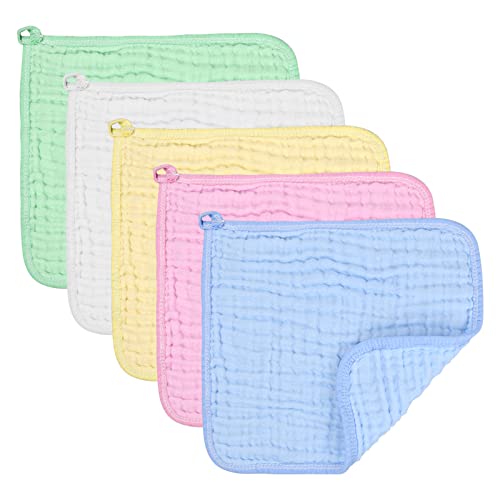 Pinsheng Toallitas de Muselina para Bebés 5 PCS Paños para Eructos Bebé Muselina Paños Toalla Muselina para Niño Toallas Faciales de Muselina Extra Suaves de Bebe Algodon Gasas para Pieles Sensibles
