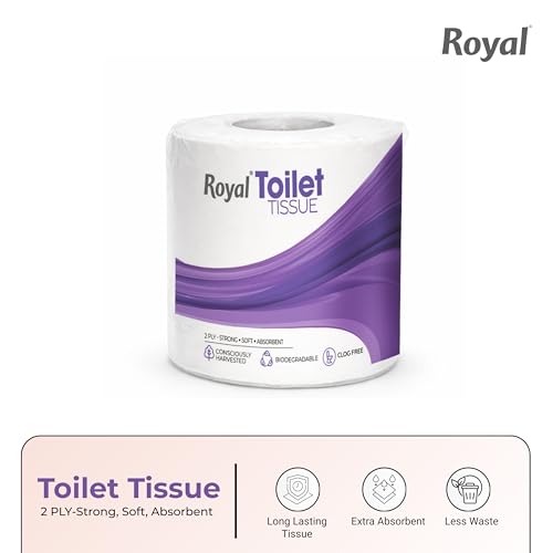 Image of Royal Toilet Tissue Paper Roll | 800 Pulls (200 x 4 Rolls) | Tissue Paper Roll, Toilet Paper Roll 2-Ply Soft & Strong Bathroom Tissue | Highly Absorbent & Hygienic Toilet Paper