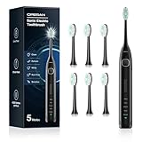 Operan Electric Toothbrush for Adults Sonic Rechargeable Toothbrush with Smart Timer 5 Modes 6 Brush Heads IPX7 Waterproof 40,000 VPM Motor 6 Hours Fast Charge for 100 Days (Black, 1Pack)