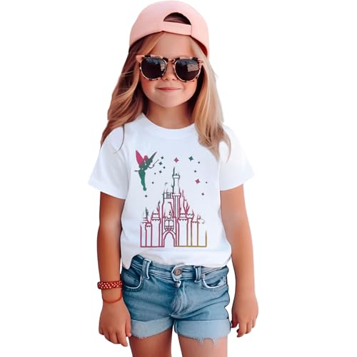 BOUTIKOME Magic Shirts for Toddler Baby Girls Magical Kingdom T-Shirt Cute Castle Outfit Holiday Vacation Summer Tees Tops(White,3-4T)