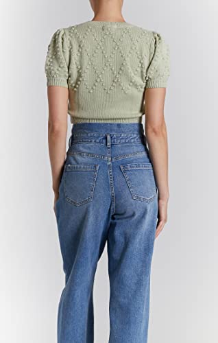 Image of O A T NEW YORK Women's Luxury Clothing Short Sleeve Pull on Cropped Sweater, Comfortable & Stylish