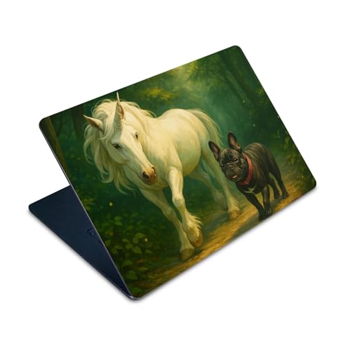 Autocollant MacBook Air 15 M2 Vinyle Skin Forêt Licorne Bulldog Français 2023
