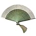 22,0 cm jedwabny wentylator ręczny, zielona pusta bambusowa rama ręczna złożona wentylator z frędzl (Color : Multi-colored, Size : 8.7")