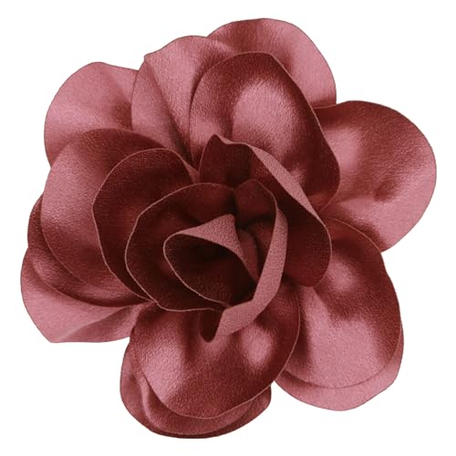 Image of Dainty Satin Fabric Flower Brooches for Women Large Rose Floral Brooch for Party Dance Wedding Banquet Elegant Camellia Fashion Brooch Pin for Women Girl 5.5inch
