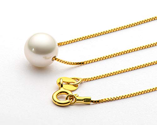Floating Pearl Pendant Necklace For Women, 8Mm Freshwater Cultured White Pearl June Birthstone Necklaces With Rose Gold Plated Silver Chain, Pearl Jewelry Gifts For Wife Mom Girlfriend #TOP4
