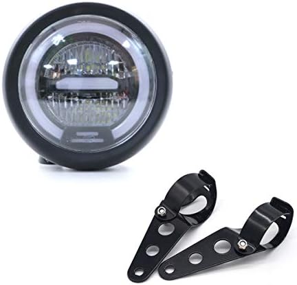evomosa Motorcycle front headlight LED, 6.5 inch universal Motorbike headlight distance light with bracket for overhauling the motorbike cafe racer (White light)