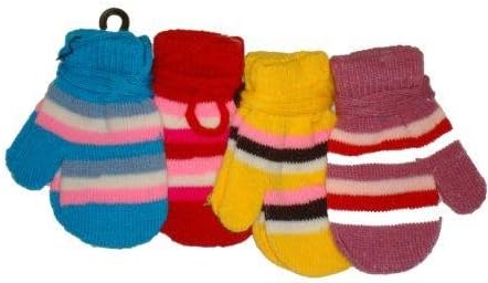 Set of Four Pairs Multicolor One Size Magic Mittens for Infants Ages 3-12 Months