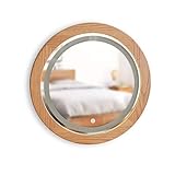 Miroir de courtoisie mural Illuminé miroir de salle de bain à LED, miroir rond en chêne nordique, miroir de maquillage en bois massif, miroir de courtoisie, miroir de dressage, miroir de rasage, miroi