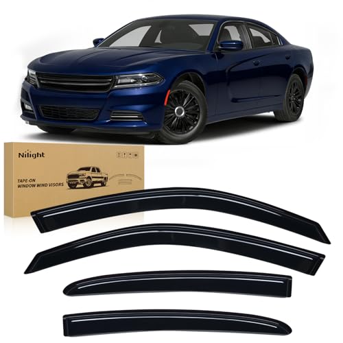 Image of Nilight Window Rain Guards for Dodge Charger 2011-2023, Tape on-4PCS