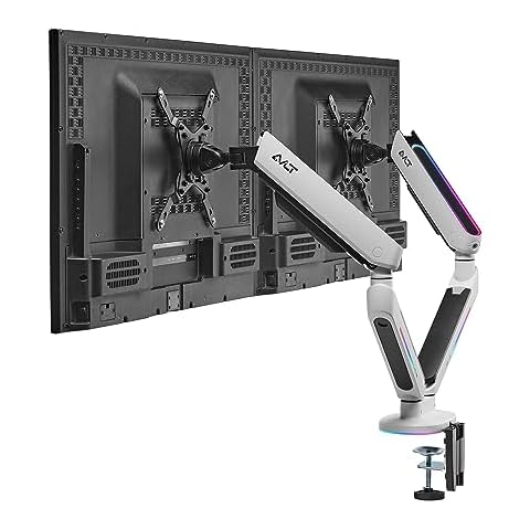 AVLT Dual 27”-43” RGB Gaming Monitor Arm Desk Mount Cover