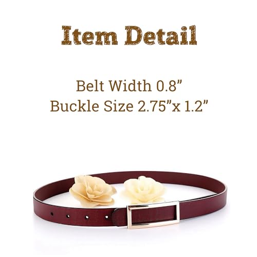 Women's Belt Genuine Durable Leather Belts Width 0.80" Waist Belt Gold Solid Color Rectangle Buckle Waistband3