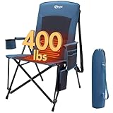 Portal Heated Camping Chairs for Adults Outdoor Sports Oversized Folding Lawn Chair with High Back, Heavy Duty 400 Lbs, Battery Not Included, Blue
