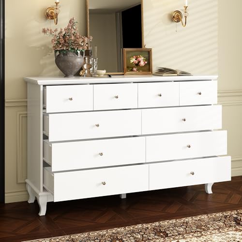 White-Dresser-10-Drawer-Dresser-Wood-Bedroom-Dresser-Chest-of-Drawers-for-Nursery-Storage-Drawer-Organizer-with-Easy-Pull-Handle-for-Living-Room-Closet-Hallway White Dresser 10 Drawer Dresser Wood Bedroom Dresser Chest of Drawers for Nursery Storage Drawer Organizer with Easy Pull Handle for Living Room Closet Hallway