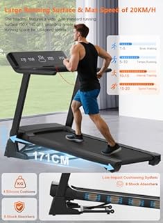 Cowmew Tapis Roulant, Tapis Roulant Pieghevole da 7HP con Livelli di Inclinazione del 20%, 1km/h- 20km/h, Ampio Display LCD e Sensore di Pulsazioni, Capacità di peso 200KG, Macchina da Corsa Compatibi