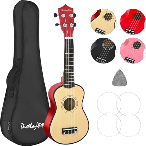 display4top - Display4top 21 Inch Soprano Ukulele, Professonial Ukele for Kids Bundle with Gig Bag, Picks,Extra Strings (Natural) - -24%