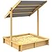 Produktbild Spielwerk Sandkasten Samu mit Dach 120x120cm naturbelassenes Holz Füllstand Skala UV 50 Kantenschutz Bodenvlies Sandspielzeug Kinder Sandbox Sandkiste
