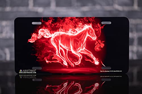 Mustang License Plate, Horse License Plate, Wild Horse Plate, Western License Plate Fire Mustang Red Made In Usa By Airstrike License Plates (Made Of Metal)-512 #TOP1
