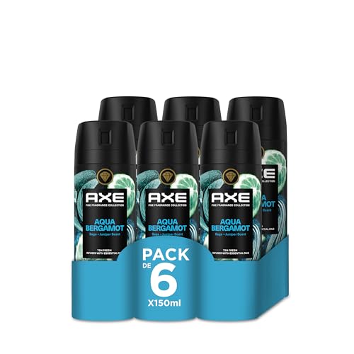 Axe Pack Ahorro Desodorante en Aerosol para Hombre Aqua Bergamot Fragancia Premium, 6 x 150 ml