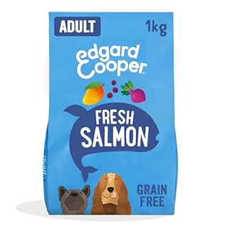 Edgard & Cooper Crochette Cani Adulti Per Cani Di Taglia Medium (1kg), Salmone Fresco, Ricetta Ipoallergenica Con Zucca, Cavolo Riccio e Patata Dolce Senza Farine Di Carne