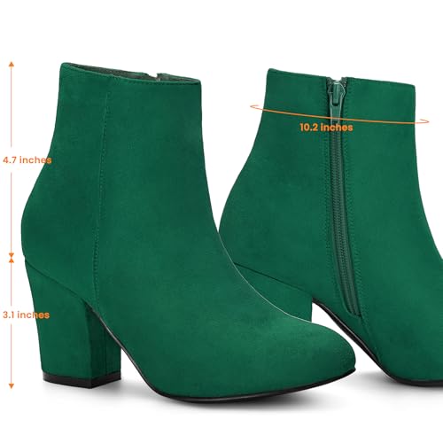 Allegra K Allegra K Women's Side Zip Chunky Heel Emerald Green Ankle Boots 9 M US