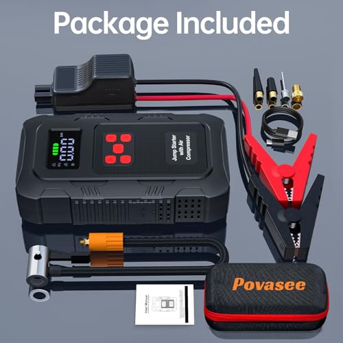 Image of 5000A Jump Starter with Air Compressor,A1 Car Jumper Starter with 150PSI Tire Inflator 12V Jump Box with LCD Display,Flashlight,Storage Case (Up 10L Gas /8L Diesel Engine
