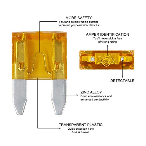 AHL 90pcs Mini Blade Fuse Assortment Auto Car Motorcycle SUV Fuses Kit 5A 7.5A 10A 15A 20A 25A 30A 35A 40A - Thumbnail 4