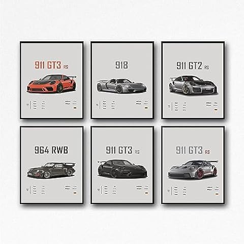 Dujoi 911 GT3RS Posters Racing Wall Art Vintage Posters For Men Art Prints 911 Coated Paper Cardstock Prints Cover