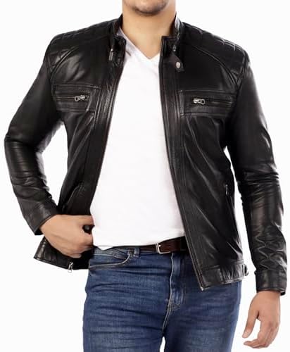 Jild Signature Diamond Style Lambskin Leather Jacket Men - Premiu...