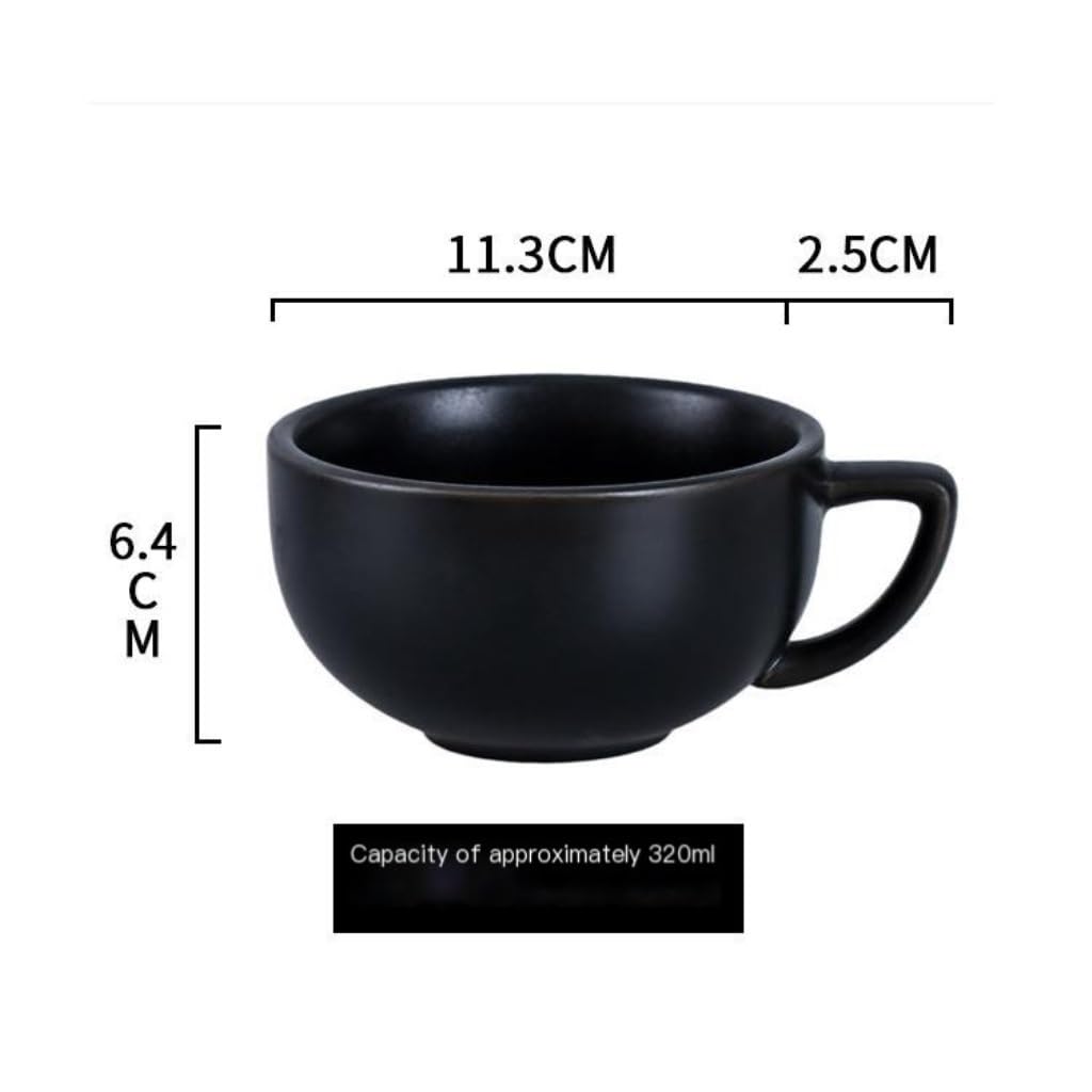 kubek ceramiczny, Kreatywny ceramiczny fantazyjny konkursowy duży otwór amerykański latte kubek tłoczony zestaw filiżanek do kawy i spodków(Blue)