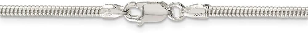 Chain Necklace White Sterling Silver Snake 16 in 2.5 mm 2.5mm Round