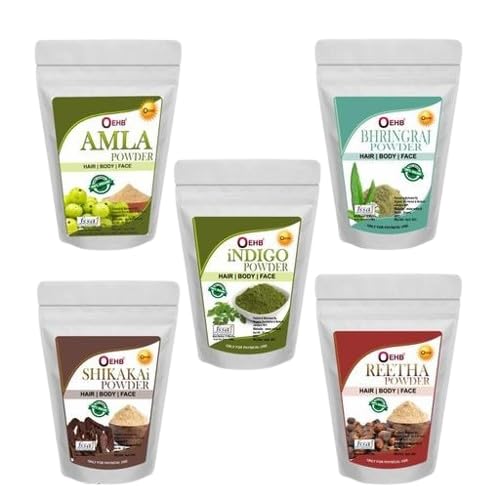 100% Organic Hair Care Powder Combo Indigo, Amla, Reetha, Shikakai Bhringraj for Natural Color Growth 250g (Pack of 5)-image-47
