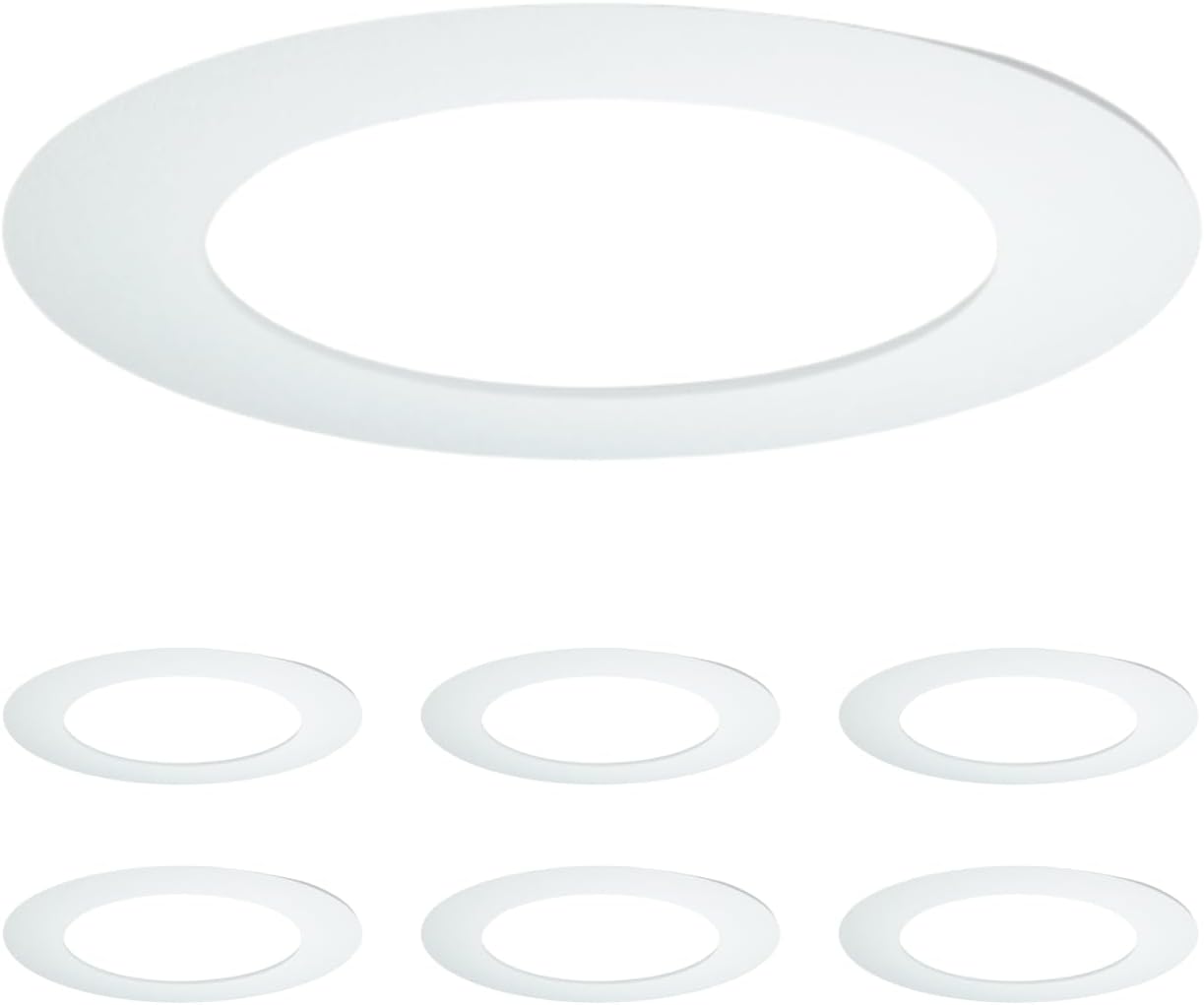 6 Pack White Goof Trim Ring for 8" Inch Recess Can Light, 93/8" Inch