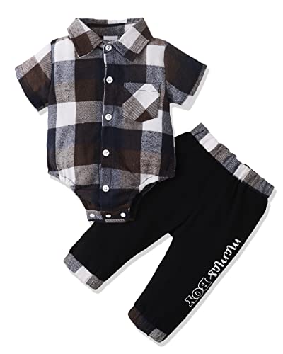 Image of Renotemy Newborn Baby Boy Clothes Outfits Infant Boy Letter Print Romper Pants Clothing Set