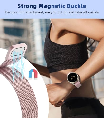 Image of 18mm Metal Watch Band Compatible with Venu 4 41mm /3S /2S; Forerunner 265S /255S; Vivoactive 4S /Vivomove 3S, Mesh Stainless Steel Replacement Strap Clasp Wristband, Pink