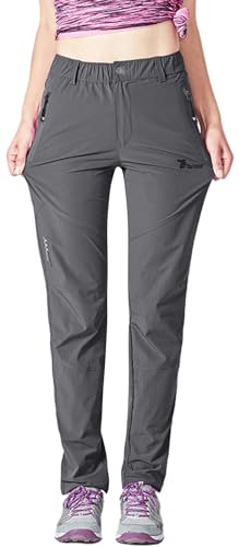 Rdruko Wanderhose Damen Outdoorhose Leichte Schnelltrocknend Trekkinghose UV-Schutz UPF 50+ Funktionshose Atmungsaktiv Hosen Sommer-Dunkelgrau XL