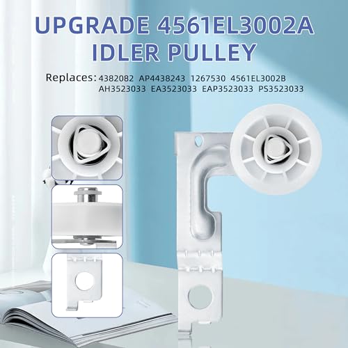 Image of DLEX3370V DLEX3370W DLEX7600KE DLEX3001W DLEX3570V DLEX9000V Dryer Drum Roller Kit for LG, Includes 4581EL2002C Dryer Drum Roller 4400EL2001A Dryer Belt and 4561EL3002A Dryer Idler Pulley