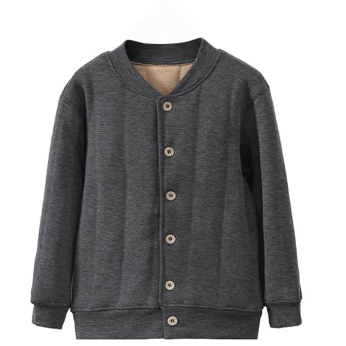 Fleece Lined Coat for Boys Girls Button Long Sleeve Fall Winter Warm Jacket Casual Comfortable Soft Kids Coat Top