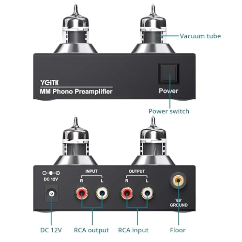 image for YGiTK 6J2 Vacuum Tube Phono Preamp for MM Turntable with Gain,Hi-Fi St