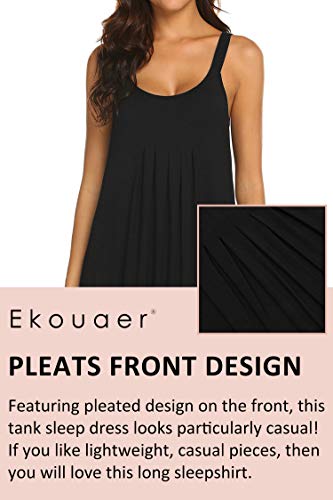 Ekouaer Nightgowns For Women Plus Size Sleeveless Long Nightgowns Sleep Dress Summer Slip Night Dress Slip Sleepshirt (Black L) #TOP2