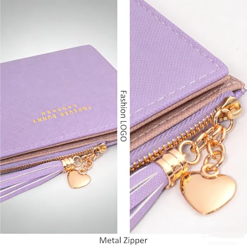 Image of Valentoria Womens Wallet Cute Elegant Long Slim Card Holder Case Minimalist Coin Purse Thin Tassels Zip Clutch Wallets for Girls Ladies | Cute