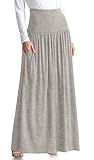 H Grey Skirts for Women Ankle Length Skirt Casual Long Skirt High Waisted Maxi Skirt Reg and Plus Size Skirt Long Skirt (Size Large, H Grey)