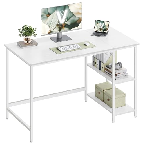 VASAGLE Escritorio, Mesa de Trabajo, Estilo Moderno, para Estudio Dormitorio Salón Oficina, 120 x 60 x 76 cm, Blanco Arce LWD047W44