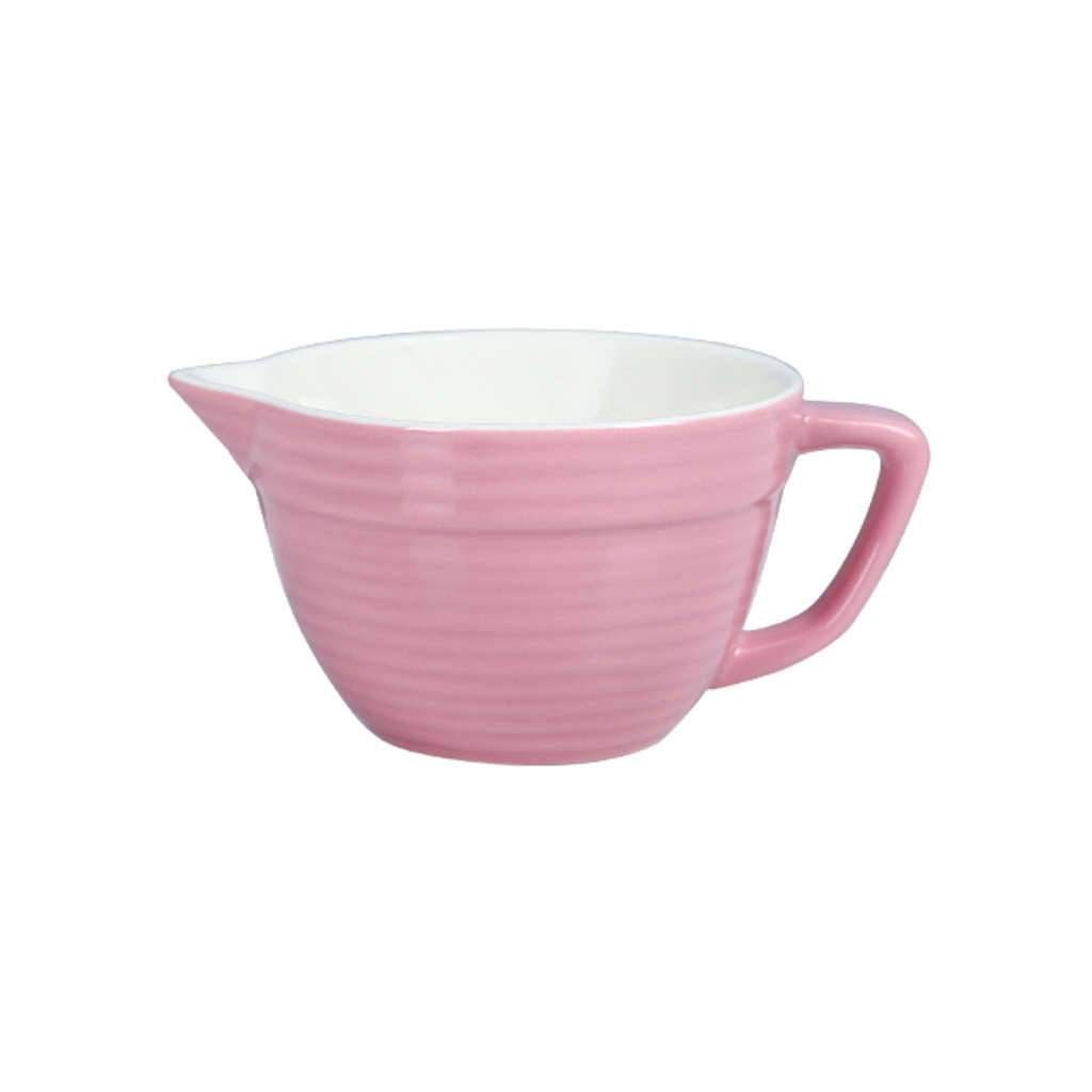 Cuencos para sopa con mango ergonómico y cerámica de color sólido rosa