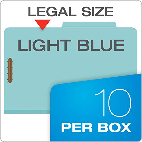 Pendaflex-Recycled-Classification-File-Folders-1-Divider-2-Embedded-Fasteners-25-Tab-Cut-Legal-Size-Light-Blue-Box-of-10-28777R