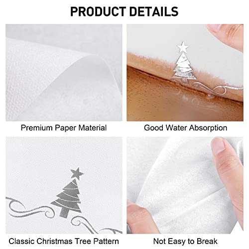 100 Pack Christmas Disposable Guest Napkins 12 x 17 Inch Silver Foil Christmas Trees Napkins Xmas Tree Hand Towels for Bathroom Kitchen Weddings Christmas Holiday Party – Image 3