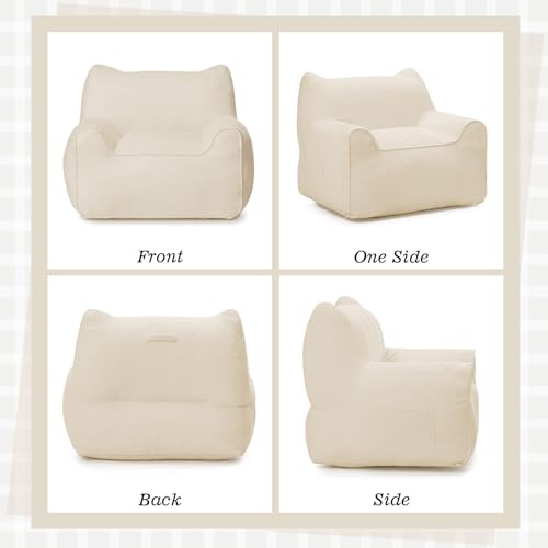 HOMMPA Bean Bag Chair for Adults with Armrests- Cat Shaped Large Comfy Beanbag Lazy Floor Sofa Chair for Living Room Bedroom Dorm Beige - image 6