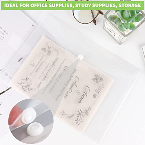 Lalago A5 Document Wallets Pack of 12 A5 Transparent Document Folder with Press Stud A5 Transparent Document Folder Wallets for File Paper - Image 4