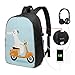 Produktbild Root Unisex Rucksack mit USB-Ladeanschluss Alpaka mit gelbem Roller Classic Fashion General Business Bookbag