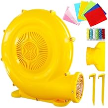 WELLFUNTIME 650W Yellow Air Blower for Inflatable Bounce House, Water Slide, Jumping Castle, Inflatable Screen and Inflatable Tent, Dual Use for Yard Leaf Blowing
